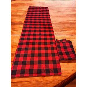 Buffalo Check Red and Black Valance Set of 2 new